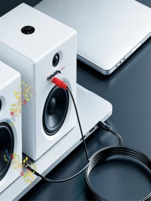 1米~10米 3.5毫米音频AUX转2个RCA公头立体声AV适配器线，适用于耳机、音箱、功放、家庭影院功放、Hi-Fi系统、音响音箱 - 黑色 - 查看 2