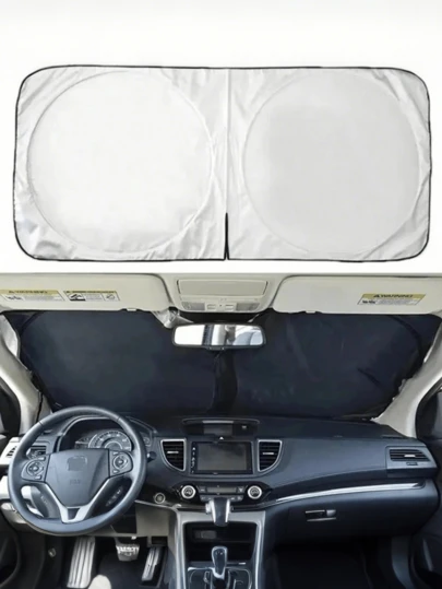 可折叠式挡风玻璃遮阳帘，前窗遮阳帘，阻挡紫外线保持车内凉爽，通用加厚遮阳板，适用于汽车内饰遮阳降温