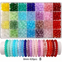 Bộ dụng cụ làm trang sức 560 hạt thủy tinh tròn để tự làm vòng tay, vòng cổ, bông tai, quà tặng thủ công... - Nhiều màu - Xem 2