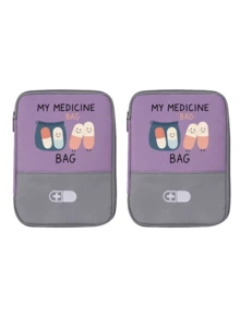 Portable "My Medicine Bag" Pill Pattern Medical Pouch, Compact First Aid Kit, Convenient Medical Storage Bag For Travel & Home Use, Small Medicine Bag, Emergency Pack, Multiple Colors Available, Essential Medical Accessory For Health-Conscious People, Daily Health Management Organizer - Multicolor - View 17