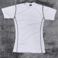 Men's Premium Compression T-Shirt Pro Gym Workout Short Sleeve - 1 Negro + 1 Blanco con Estampado - Ver 3