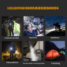 GHUSTAR A Rechargeable LED Flashlight With A Built-In Hook For Easy Carrying, 3 Lighting Modes, Adjustable Zoom, Suitable For Camping, Night Fishing, Adventures, Night Cycling, And More - Black - View 2