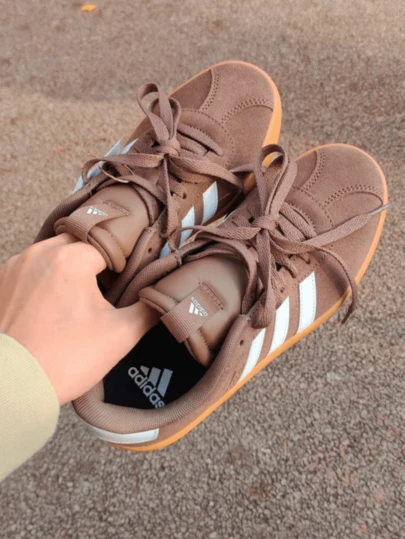  Adidas VL COURT 3.0 Comfortable, Versatile, Simple, Casual Low-Top Sneakers, Unisex, Brown And White