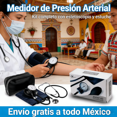 Kit de Tensión Arterial Aneroide + Estetoscopio Negro | Equipo Médico Profesional