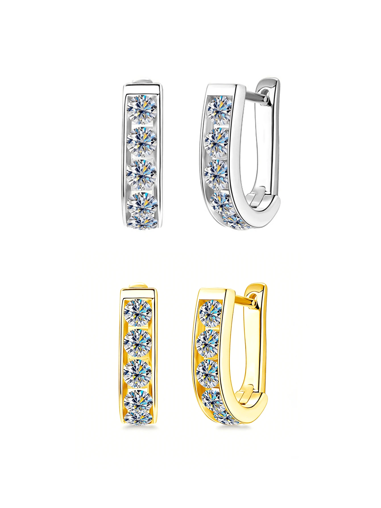 925 Silver Double Circle Zirconia Earrings Hypoallergenic Christmas Mother's Day Gift Box - Multicolor - View 1