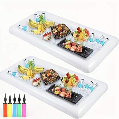 51.2" X 23.6" Large Capacity Inflatable Serving Bar Ice Bucket, Leak-Proof Ice Bucket Tray For Beverages And Food, Suitable For Pool Parties, BBQs, Picnics, Beaches And Indoor Gatherings