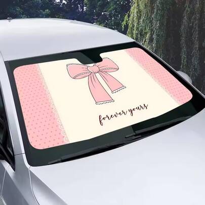 Parasol para parabrisas de coche con forma de lazo | Parasol plegable bloqueador de UV para ventana | Accesorio interior de coche elegante y lindo | Adecuado para sedanes, SUV y camiones | Protección solar reflectante y elemento esencial para mantener el coche fresco en verano | Accesorio de coche para mujeres y artículo imprescindible para acampar