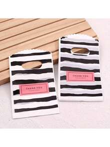 50/100pcs Thank You Black And White Striped Gift Bags Mini Cute Black And White Striped Gift Bags For Holiday Party Gift Wrap Mother's Day Gifts ,Teacher Gifts Packaging - View 6