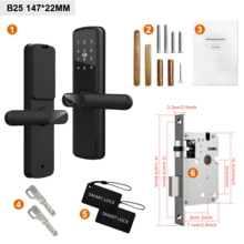 1PC Smart Lock, Electronic Keyless Entry Door Lock With Fingerprint And Keypad, Polished Finish, Battery Powered, Card Sense Access, Secure Biometric Door Handle For Homes And Offices - Black - View 13
