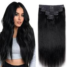 Straight Clip In Hair Extensions Human Hair Full Head Clip In 8 Pcs/Set Virgin Real Human Hair Natural Black Clip Ins Hair - Multicolor - View 22