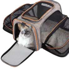 Pet Carrier Bag For Pets Up To 9kg, Expandable, Suitable For Airplane Travel, Premium For Dogs And Cats. - 亮橙色 - 查看 1