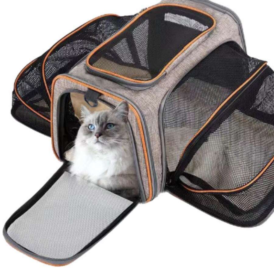 Pet Carrier Bag For Pets Up To 9kg, Expandable, Suitable For Airplane Travel, Premium For Dogs And Cats. - 亮橙色 - 查看 1