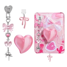 3pcs Metal Decorative Accessories Set Suitable For Kindle, Including Type-C/USB-C Dust Plug Pendant, Heart-Shaped Phone Holder, Rhinestone Keychain, Fit For Kindle Paperwhite 11th & 12th Generation - View 1