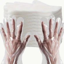 500pcs Transparent Disposable Gloves, PE Material, Lightweight, Hygienic, For Cleaning, Baking Catering Delivery Household Gloves - 500PCS - View 7