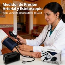 Professional Aneroid Sphygmomanometer Blood Pressure Gauge, Stethoscope and Blood Pressure Cuff, With Carrying Case, Adult Large Cuff, Black - negro - Ver 5