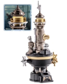 Robotime Steam Lighthouse 3D Puzzle Model Kit CGM01 – Mechanical DIY Building Set With Motorized Rotation & LED Lighting, PVC Engineering Model For Collectors & Hobbyists - Black - View 4