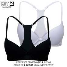 Kit 2 Swim Bra With Front Closure And Adjustable Straps - Blanco y Negro - Ver 6
