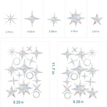 SHAWULA 17Pcs Star Ring Window Clings And Decals For Bird Strike Prevention, Anti-Collision Stickers To Protect Birds From Hitting Windows, Reusable Non-Adhesive Rainbow Suncatchers - Multicolor - View 2