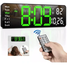 Large/Medium/Small/Square LED Digital Clock – Custom Spanish Version – HD Display, 10 Brightness Levels, Timer, Dual Alarm And Remote Control (Depending On Model) - Large - View 3