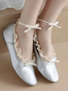 1/2 Pairs Spring/Summer Bow Lace-Up Ballet Mary Jane Flats Accessories Ankle Socks - Multicolor - View 3