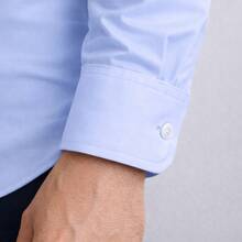 Men's Slim Long Sleeve Plain Dress Shirt Stilo - Blue - View 4