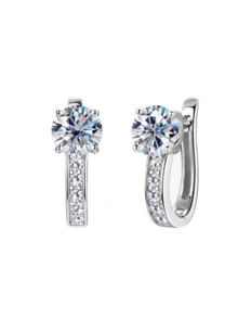 925 Silver Double Circle Zirconia Earrings Infinity Element Hypoallergenic Holiday Gift Box - Multicolor - View 3