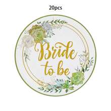 10/20/30件套薄荷绿“准新娘”纸盘婚礼派对餐具套装 - 绿色植物餐具，适合订婚派对、新娘送礼会等。 - 多色 - 查看 9