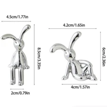 Scandinavian Long-Eared Rabbit Statue Rabbit Ornament Electroplating Crafts Living Room Entryway Car Decoration Home Decorations - A - View 3