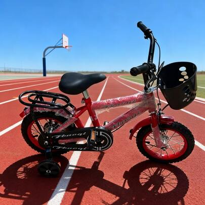 Bicicleta de ocio al aire libre de 12 pulgadas / Bicicleta roja con ruedas de entrenamiento / Bicicleta urbana de estilo para trayectos cortos / Bicicleta ligera para principiantes