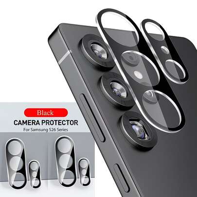 2 sets de película protectora de lente a prueba de golpes compatible con Samsung Galaxy S26 Ultra, protector de lente de cámara transparente de cobertura total de vidrio templado 3D curvo, accesorios de película de lente de dureza 9H, regalo de primavera