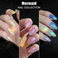 Dofuny 极光粉美人鱼指甲闪粉全息渐变闪粉云母珍珠凝胶指甲油粉DIY美甲颜料珠光用品 - 杏色 - 查看 3