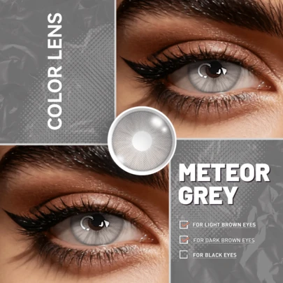  Lalens Meteor Gray 1 par 14.2mm Lentes de color suave y natural desechables, adecuados para uso diario y fiestas