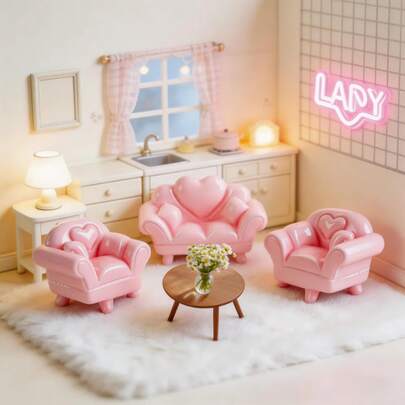 3/2/1 pieza Sofá brillante de dibujos animados en miniatura para casa de muñecas, accesorios de decoración de escena para casa de muñecas, decoración de escritorio creativa pequeña de plástico DIY, decoración interior de automóvil