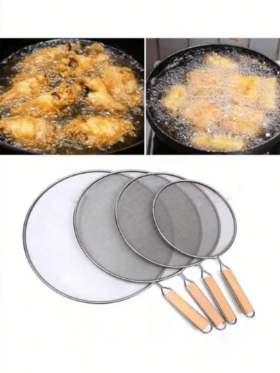 1 pieza Pantalla antisalpicaduras, Cubierta protectora de malla de acero inoxidable contra salpicaduras de aceite para sartén, olla de cocina