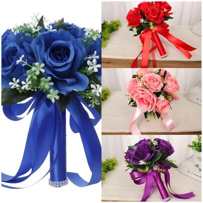 Wedding Bouquet, Bridesmaid Flower, Artificial Rose Bouquet, New Design For Brides.