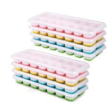 Kit Formas De Gelo Com Fundo Em Silicone Flexível E Tampa - Praticidade Total - Multicolorido - Visão 3