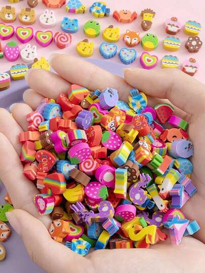 200pcs Mini Animal Erasers - Assorted Cartoon Small Erasers, Suitable For Classroom Rewards, Party Favors And Fun Learning Supplies, Variety Of Colors And Designs, Fun Learning Tools | Cute Design | Durable Erasers, Back To School, Office Supplies, School Supplies, Birthday Gifts, Back To School Gifts, Cartoon Shapes, Erasers (These Erasers Are Very Small, Please Check The Size Before Purchasing!)