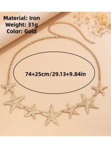 1 chiếc dây đeo eo hình sao biển thời trang, phụ kiện đi biển cho nữ, trang phục nghỉ mát sành điệu. - Vàng - Xem 5