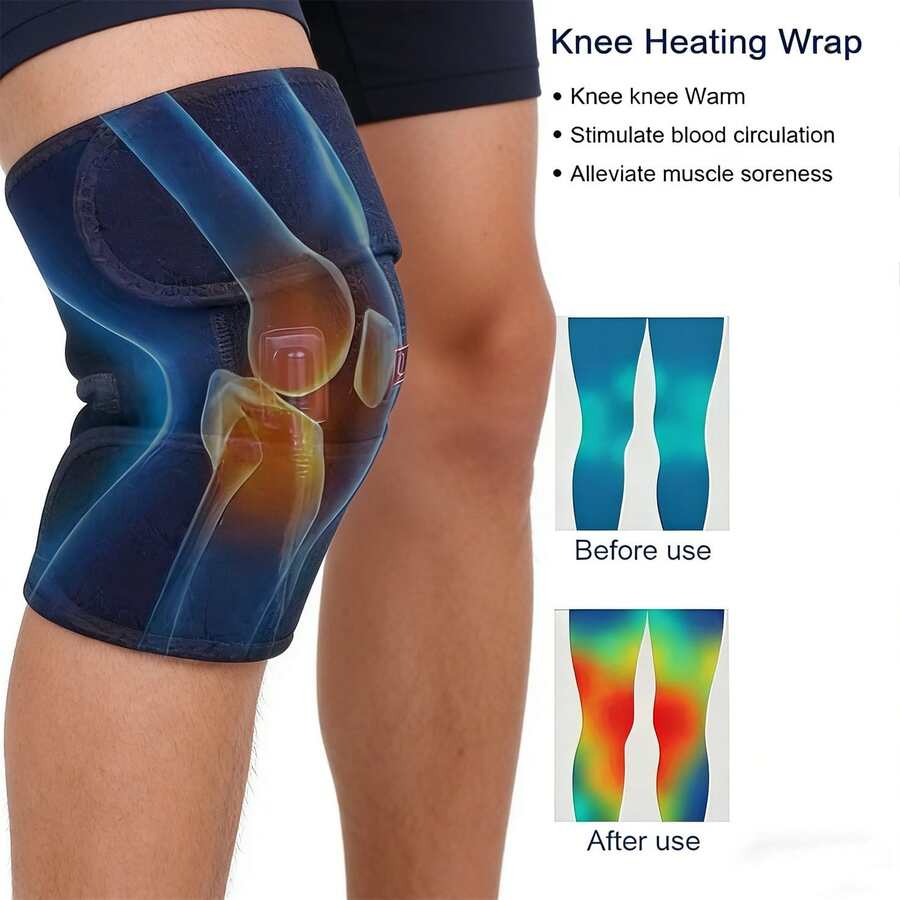 AXH. Electric Heated Shoulder Support Brace, Heated Knee Massager, Plug-In Use Knee Pad, Heating - Black - View 1