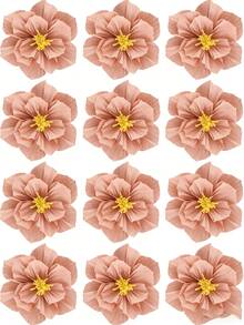 12-Piece Paper Flower Bouquet Set, Featuring Crepe Paper Decorations, Suitable For Engagement Parties, Wedding Parties, Bridal Showers, Birthday Parties, Wall Decorations, Mother's Day, Holiday Outdoor And Indoor Decorations, Wedding Decorations, Bedroom, Bathroom, Window Sill, Front Door, Patio, And Commercial Space Decorations. - A - Xem 12