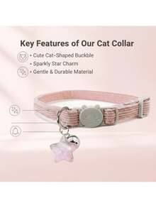 PETSIN 1 chiếc vòng cổ mèo có khóa an toàn có thể tháo rời có thể điều chỉnh được với mặt dây chuyền hình ngôi sao, thích hợp cho mèo nhỏ/vừa/lớn, quà tặng cho thú cưng - Nhiều màu - Xem 7
