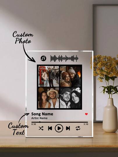 1pc Custom Spotify Plaque, Custom Couple Picture Plaque, Personalized Photo Plaque, Custom Couple Song Music Plaque, Personalized Photo Frame Home Decor, Album Cover Song Plaque, Unique Gifts For Women, Music Art Romantic Gifts, Anniversary Gift, Valentine Gift, Birthday Gift, Mother's Day Gift, Father's Day Gift, Best Friend Gift, Best Gift For Mom/Dad