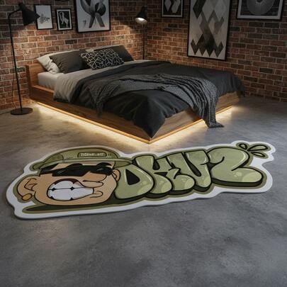 1件装抽象字母和人物图案门垫、地垫、小地毯、装饰地毯、户外垫、家居装饰、卧室地毯、可水洗地毯