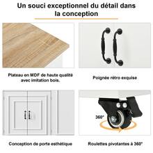 Kitchen Island Table, Kitchen Cart With Electrical Outlet, Cabinet, Dining Cart With Worktop, Sideboard Cabinet, Food Cart, Buffet Cabinet, White - White - View 3