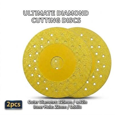 2pcs (125mm/4.92in) Ultimate Diamond Cutting Disc - Professional Grade Gold Turbo Blade For Tile, Granite, Marble | 22mm/0.86in Arbor | High Precision & Long Life