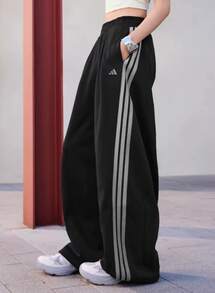 Adidas Dance INTERLOCK PANT Three-Striped Dance Series Loose-Fitting Drawstring Banana Pants Twist Pants Women's - Black - View 2