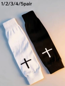 1/2/3/4/5 件装专业足球护腿套，训练运动比赛防护腿套，单层腿套，压缩足球护腿套，男士压缩腿套，足球运动针织护胫，吸汗，耐磨，适合男士足球、篮球训练、运动和户外活动，足球配件 - 黑與白 - 查看 1