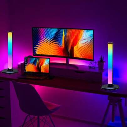 1pc/2pcs RGB Night Lights, Computer Desk RGB Decorative Lights, USB Power Supply, Color Changing And Adjustable Brightness, PC Gaming LED Lights, Desktop Desk Lamps, Decorative Lights, Games, TV Side, Computer Bedside, Bedroom Decoration, Desktop Lighting