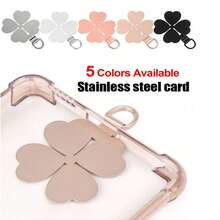 防震挂绳垫圈 304 不锈钢四叶草心形手机夹 手机垫环 手机挂绳 手机壳充电口固定垫环 送给母亲、家人、朋友的生日节日手机装饰 手机链 复活节春季礼物 - 彩色 - 查看 2