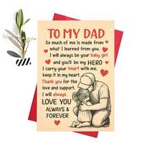 1pcTo My Dad Appreciation Card Perfect For Showing Love And Gratitude To Your Father On Fathers Day Birthday Or Special Occasions Heartfelt Message Gift From Daughter To DadEnvelope + Card - Multicolor - View 8